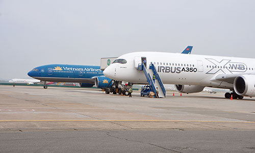 Hình ảnh Airbus A350 bay thử tại Việt Nam